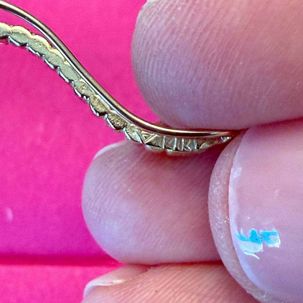 Stunning 14K Yellow Gold Diamond? Curved Bar Earrings/ Ear Crawlers, Estate, EUC - Picture 6 of 7